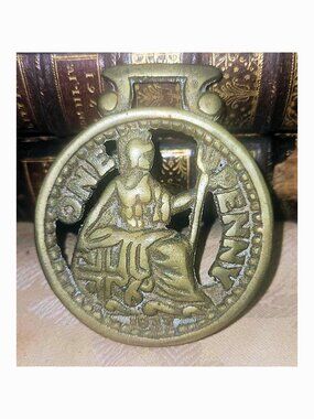 Antique British Horse Brass One Penny Harness Medallion Equine Collectible UK